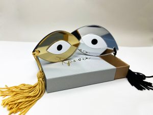 Γούρι με χρυσό η ασημί καθρέφτη σχέδιο μάτι