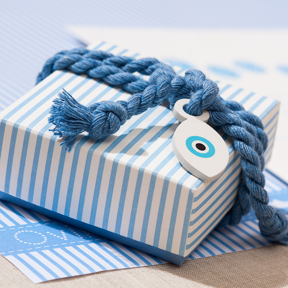 Μπομπονιέρα Βάπτισης Σχέδιο Ριγέ