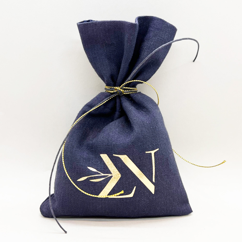 Μπομπονιέρα Πουγκί Βαμβακερό Μπλε